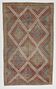 Burgundy & Green Turkish Vintage Kilim Rug