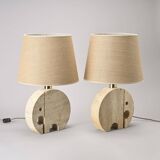 Travertine Lamps by Fratelli Manelli, circa 1970