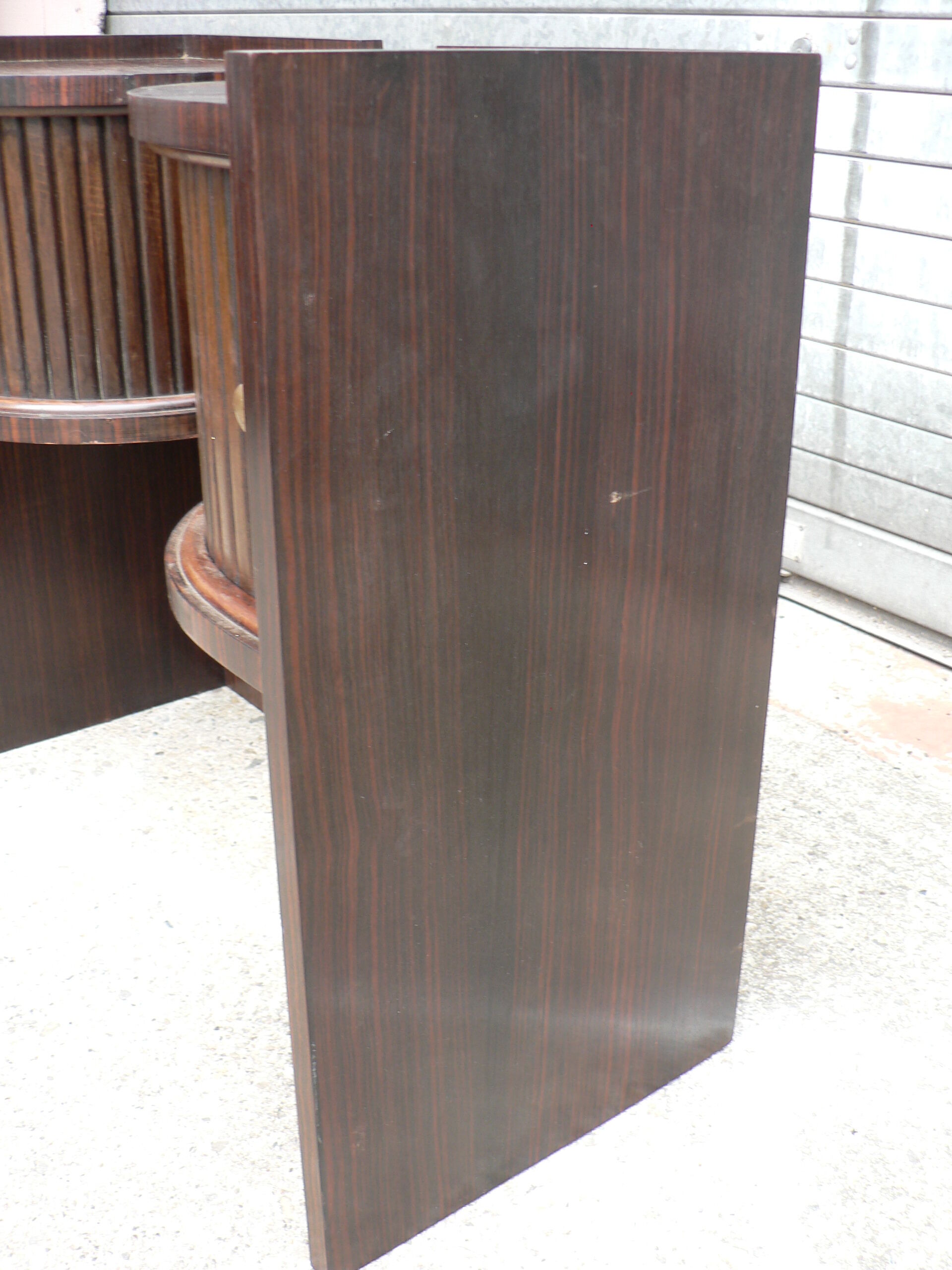 Pair of macassar art deco bedside tables