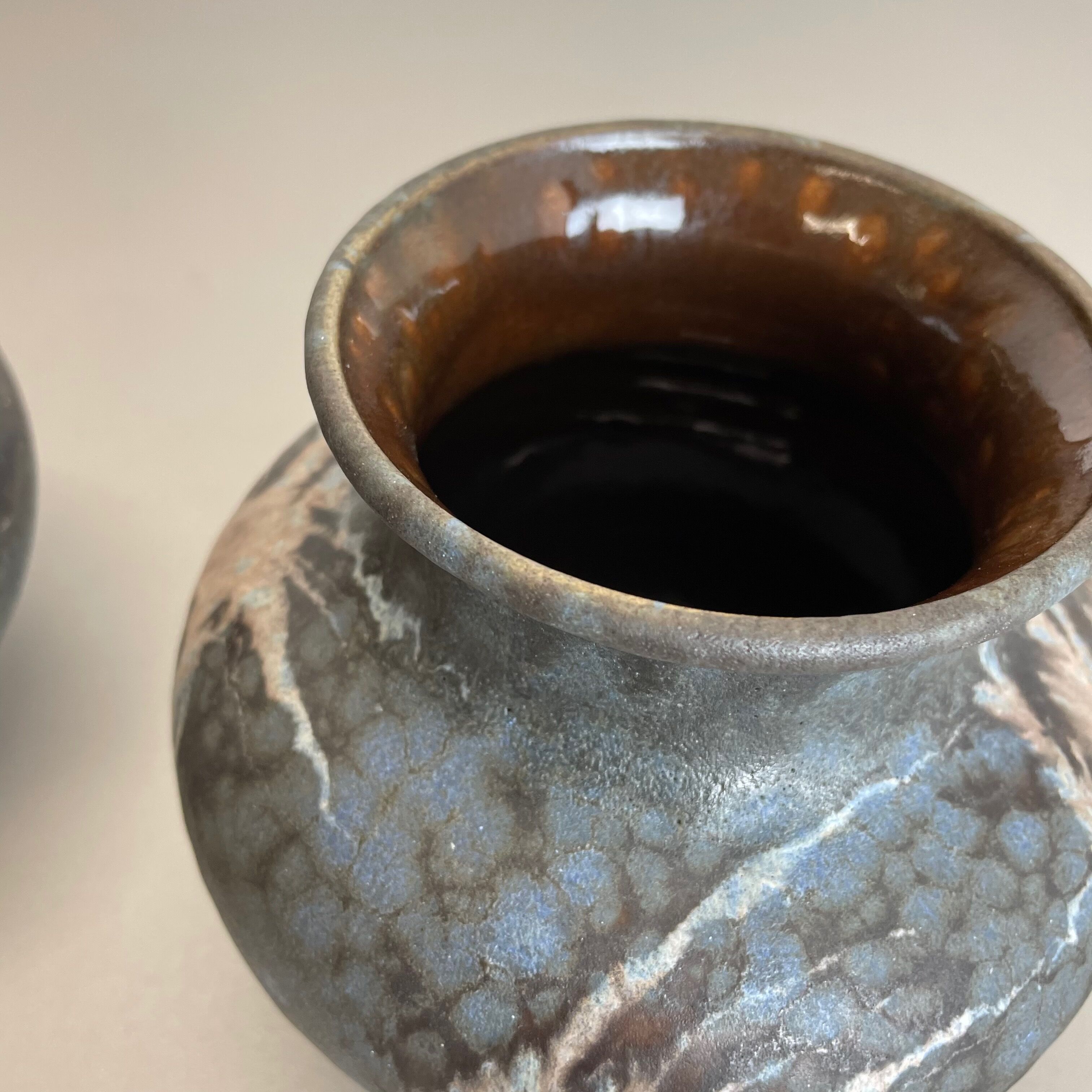 Set of 2 Pottery Vases Fat Lava Abstract Designed by Ruscha, Germany, 1960s