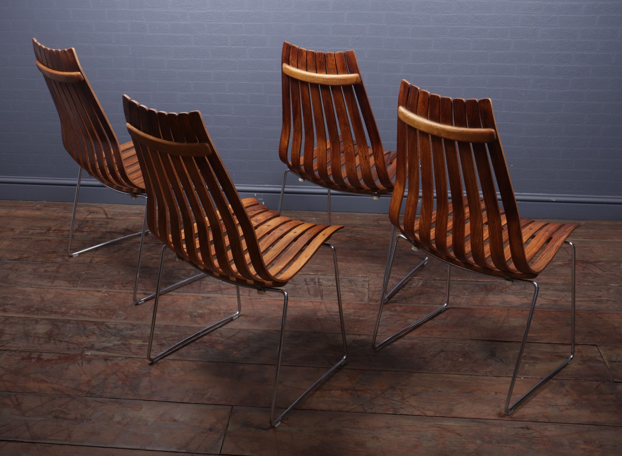 Set of 4 mid century dining chairs by Hans Brattrud for Hove Mobler