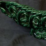 Green woven ceramic fruit bowl