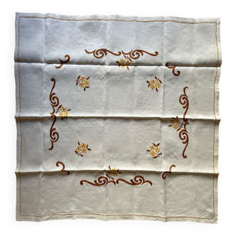 Vintage hand-embroidered square tablecloth