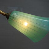 Lamp tripod Tulip green glass 1950