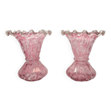 Set Of 2 Pink Art Nouveau Clichy Vases, early 1900s