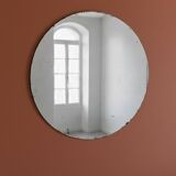 Large vintage chiseled round mirror