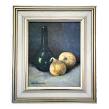 Old painting - Still life with bottle and onions