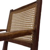 Fauteuil Art Déco en chêne tressé, design minimaliste.