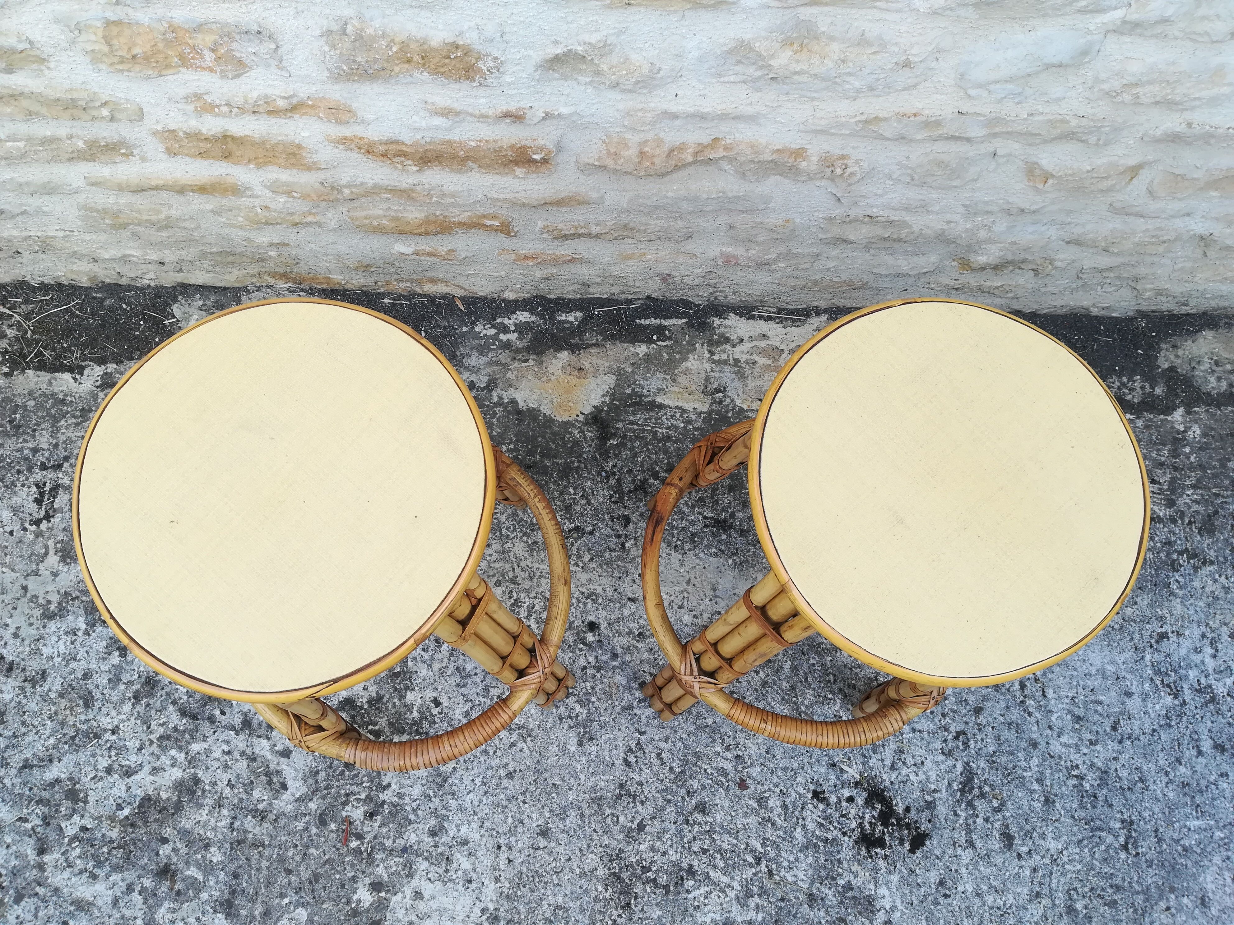 Bamboo tiki bar and two stools