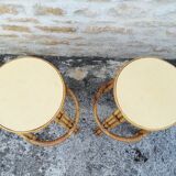 Bamboo tiki bar and two stools