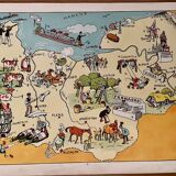Old illustrated map of Normandy 1929 - JP Pinchon