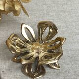 Solid brass water lily candle holder