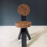 Mediterranean Tripod Side Chairs by Audoux Minet, France, 1950s, Set of 2