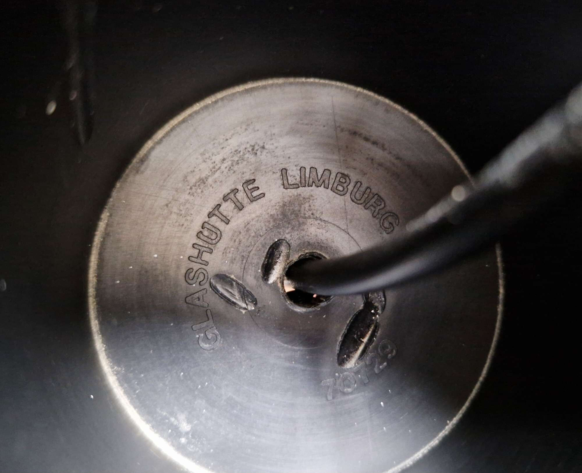Pair of honeycomb smoked glass pendants, Glasshütte Limburg, 1970