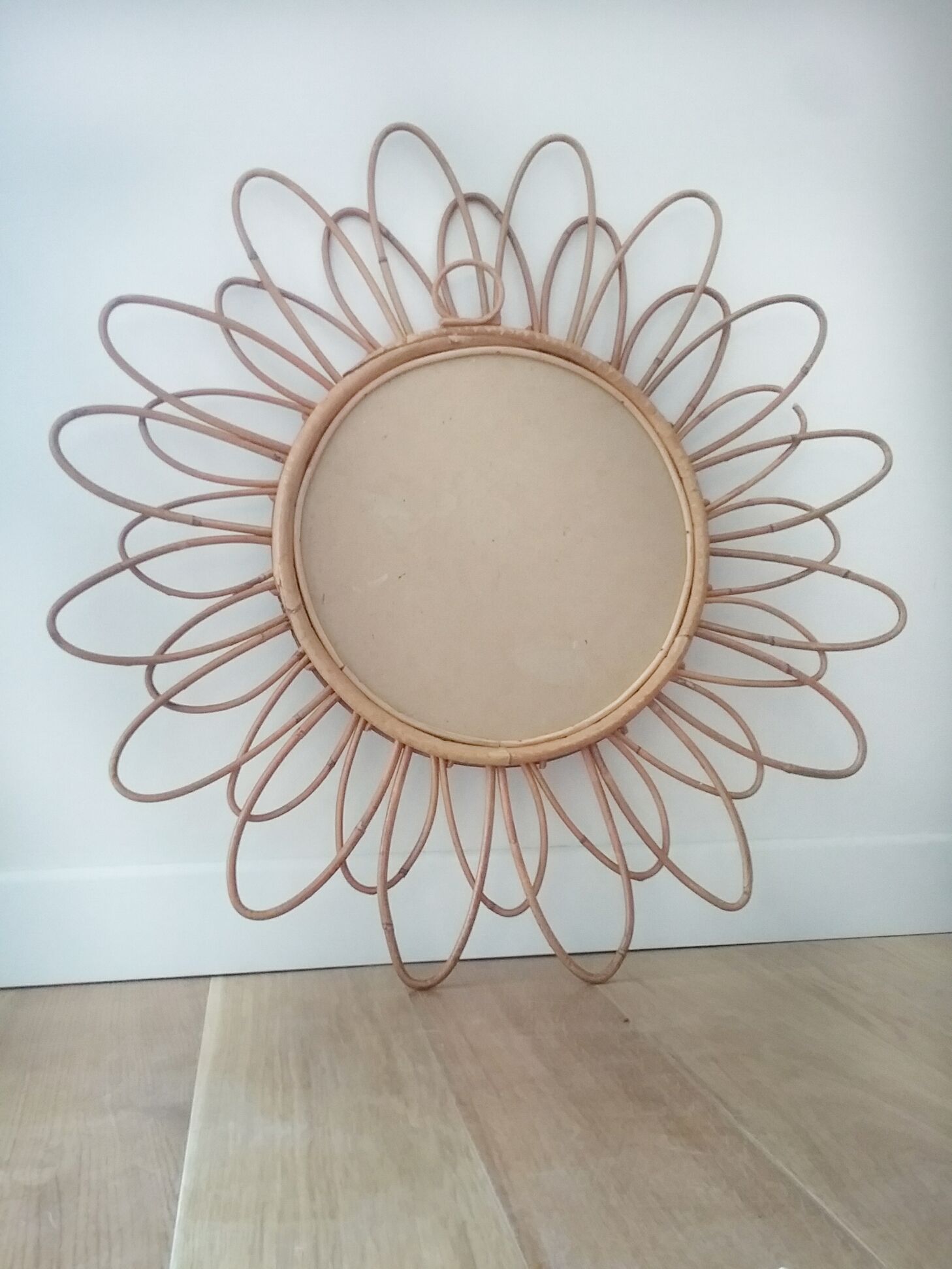 Vintage bamboo mirror 64cm