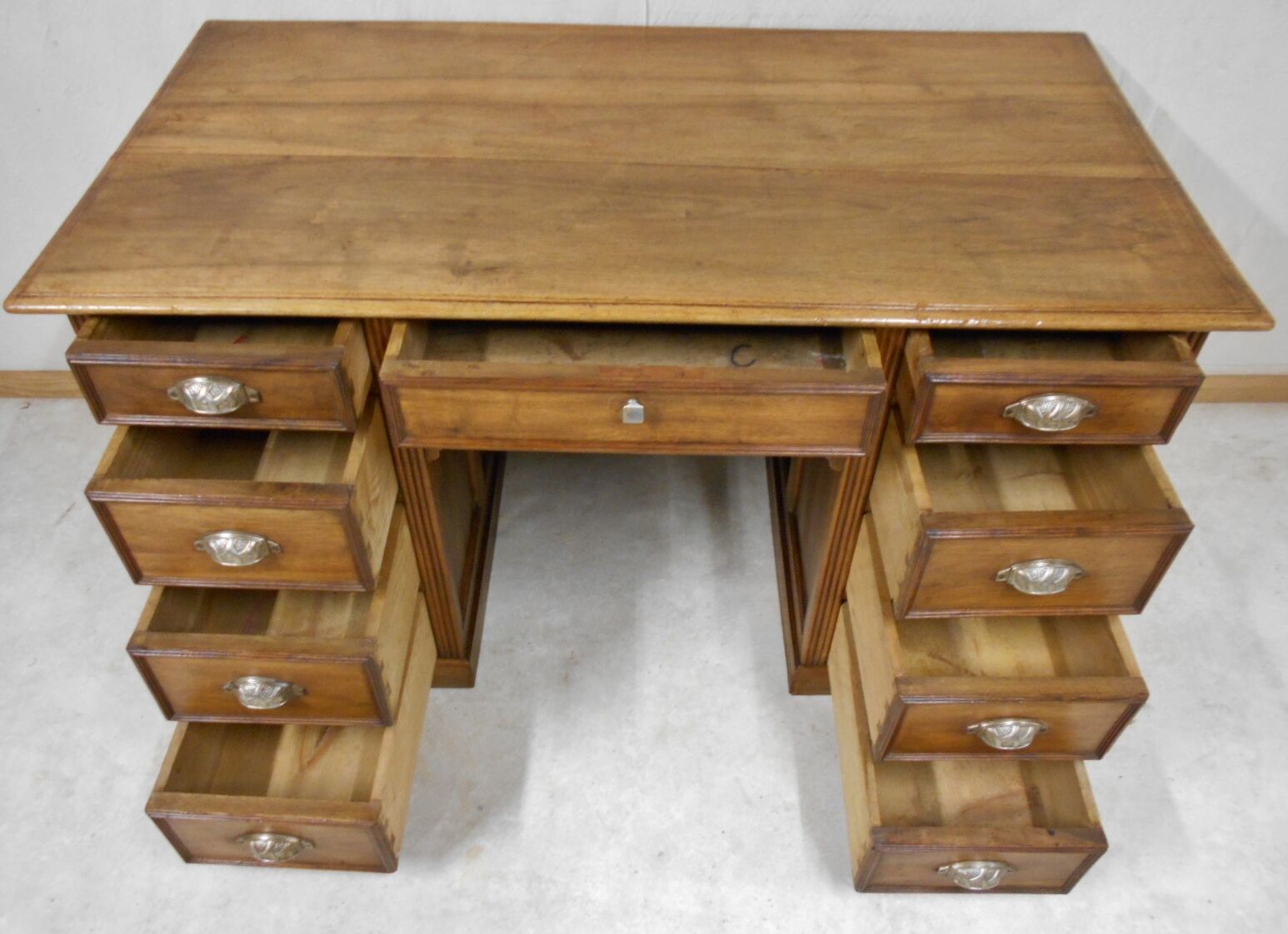 Coffered walnut desk