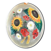 Vintage Hand-Painted Floral Clay Wall Plate - 1970s Yugoslavia
