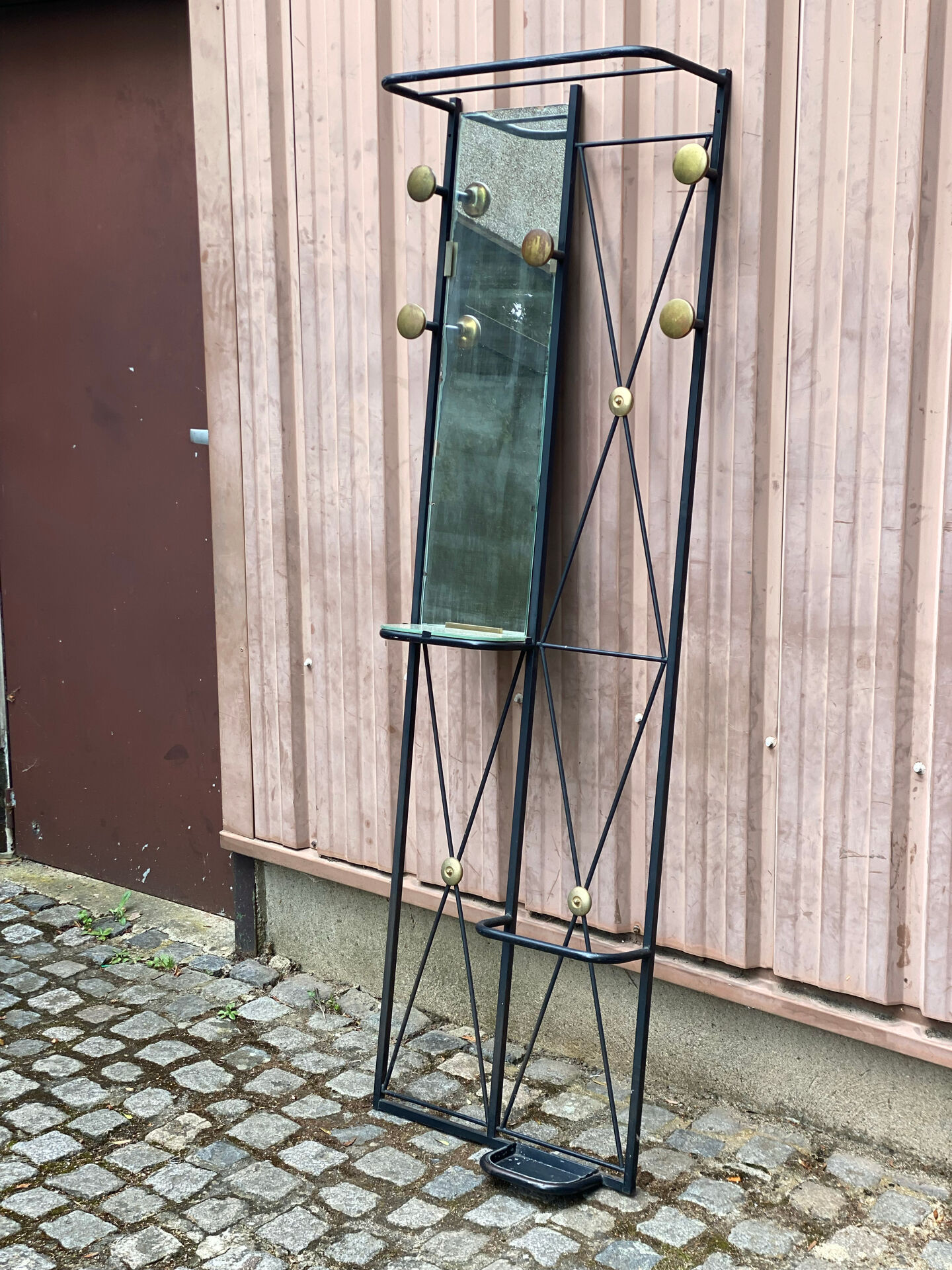 Mid-Century Modern wall coat rack from the 1950s.