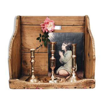 Trio of brass candlesticks