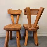 4 antique solid pine chairs