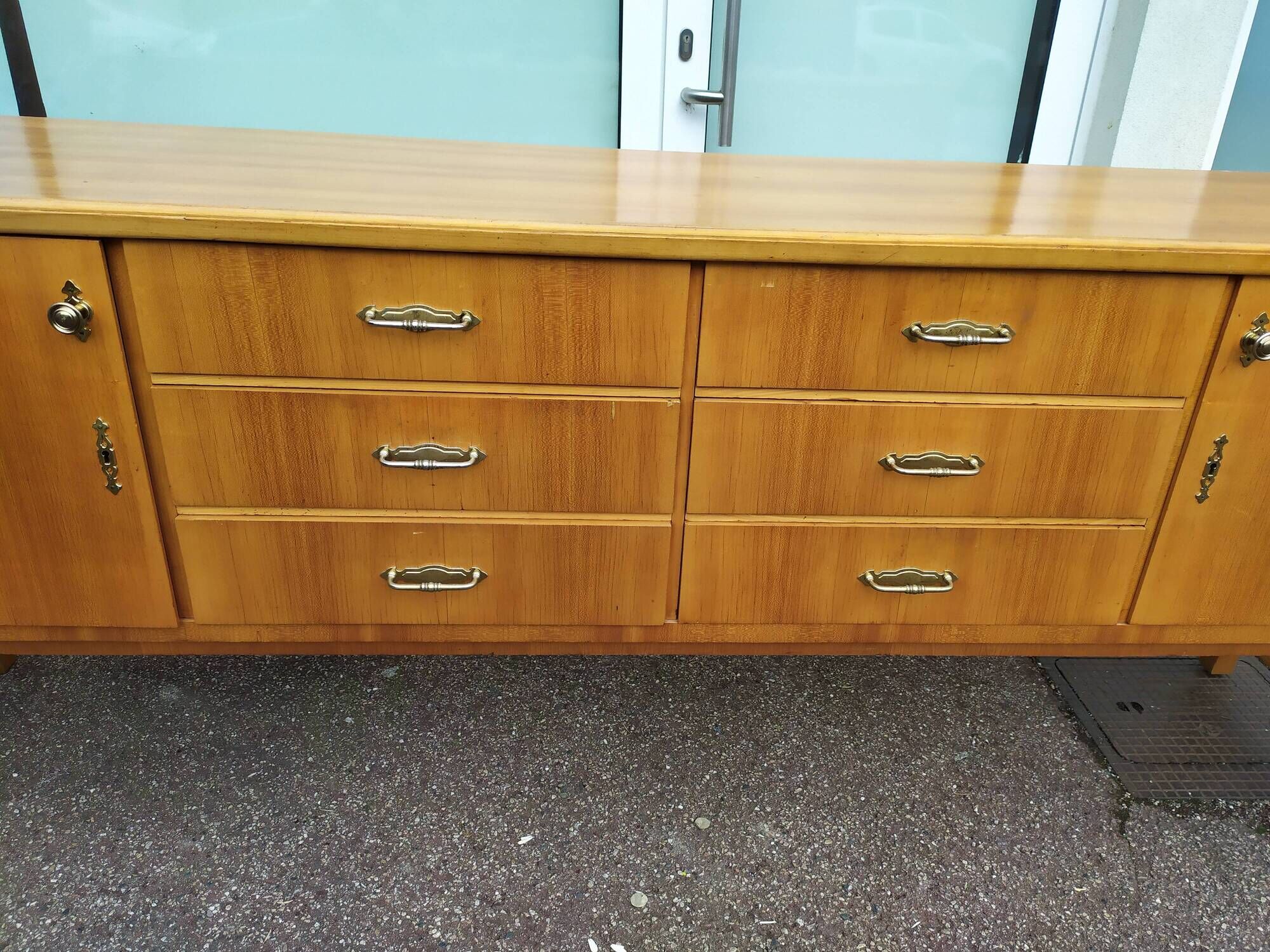 Vintage sideboard from the 50s and 60s in wood 245cm