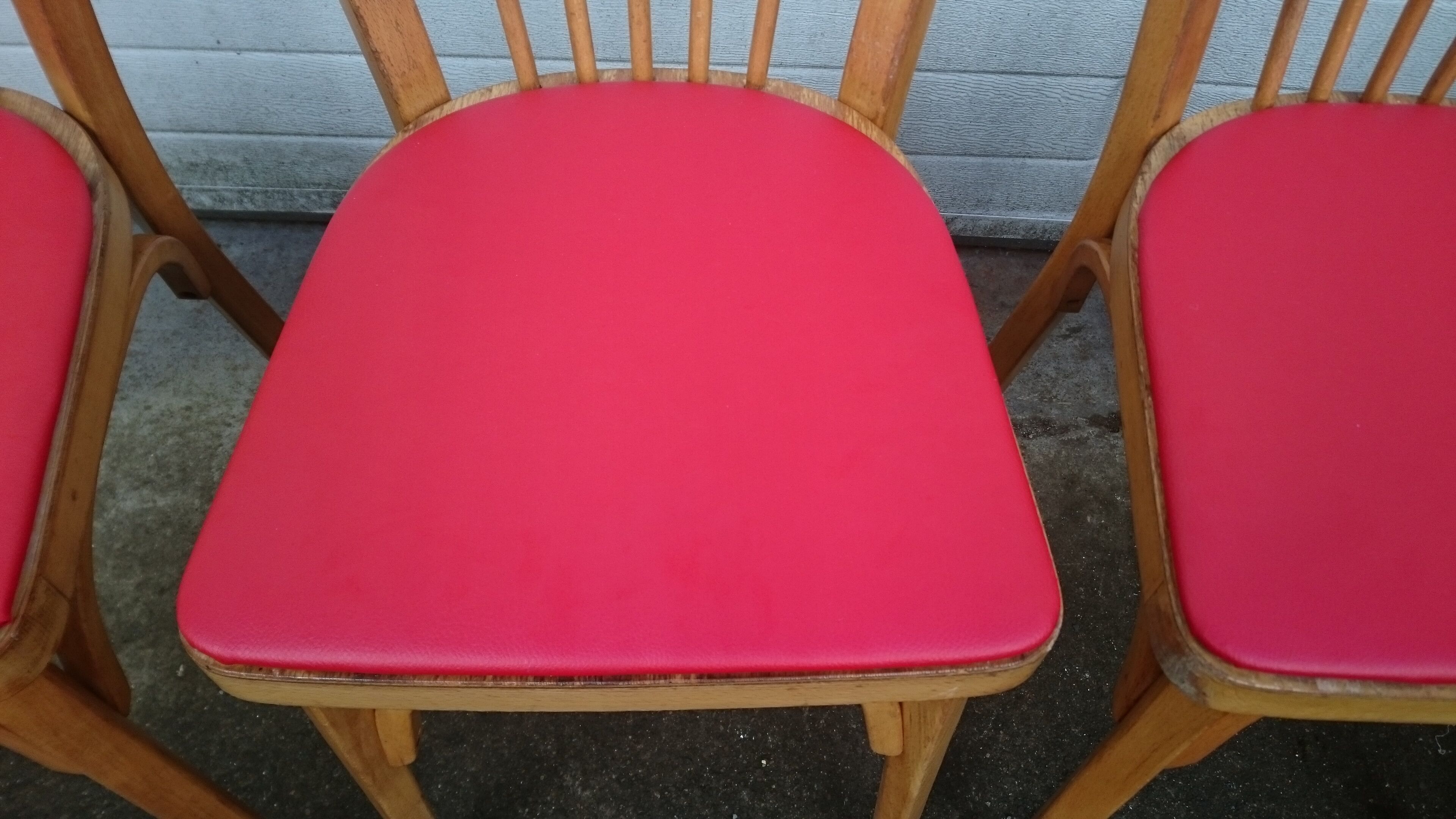 Lot of 4 red Baumann bistro chairs