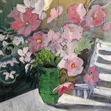 Painting bouquet of flower, watercolor and gouache, signed and dated 1971