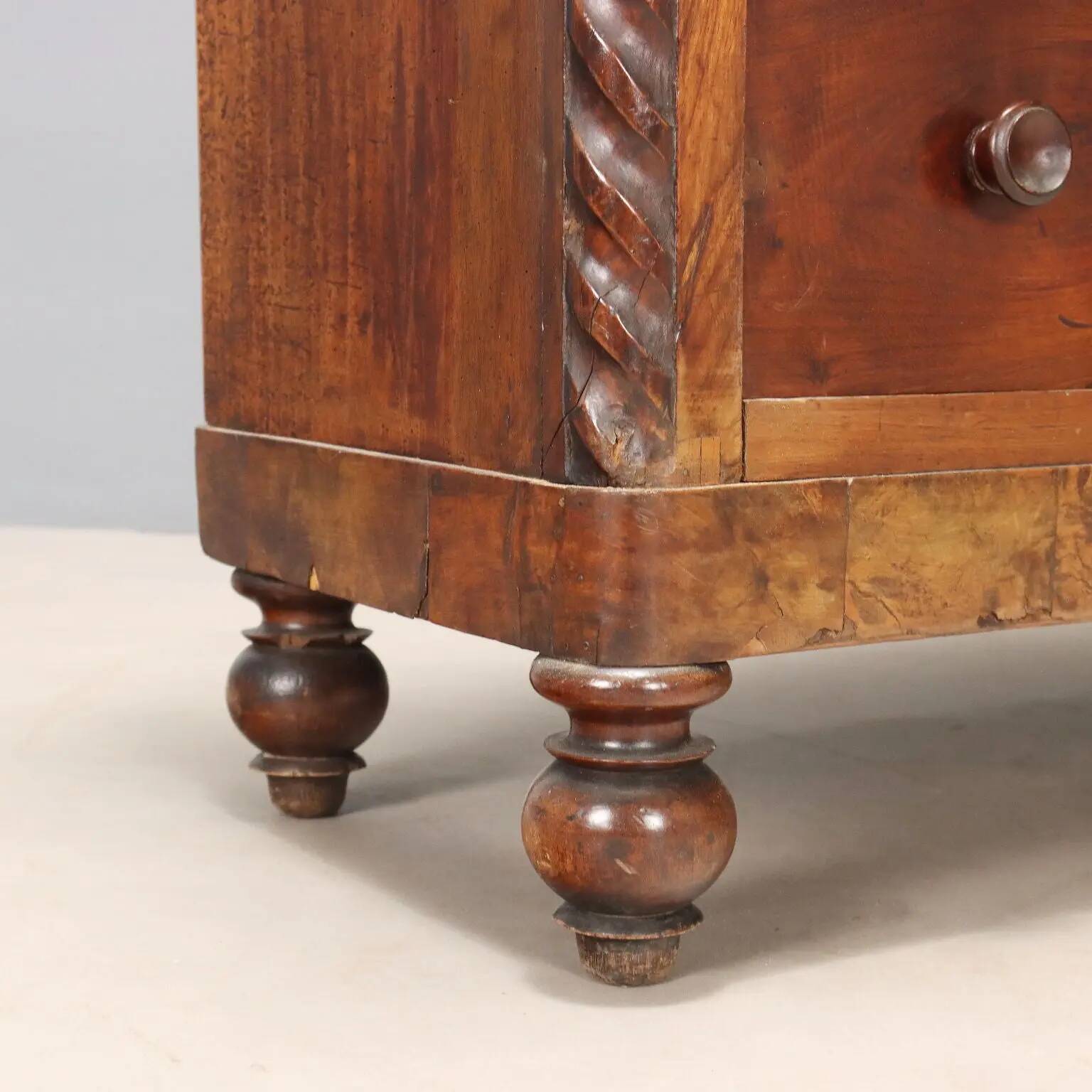 Antique mahogany secretary with leather, Italy, 19th century