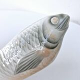 Gravy Boat With Handle Old Earthenware Ceramic Sarreguemines Salmon Fish Shape