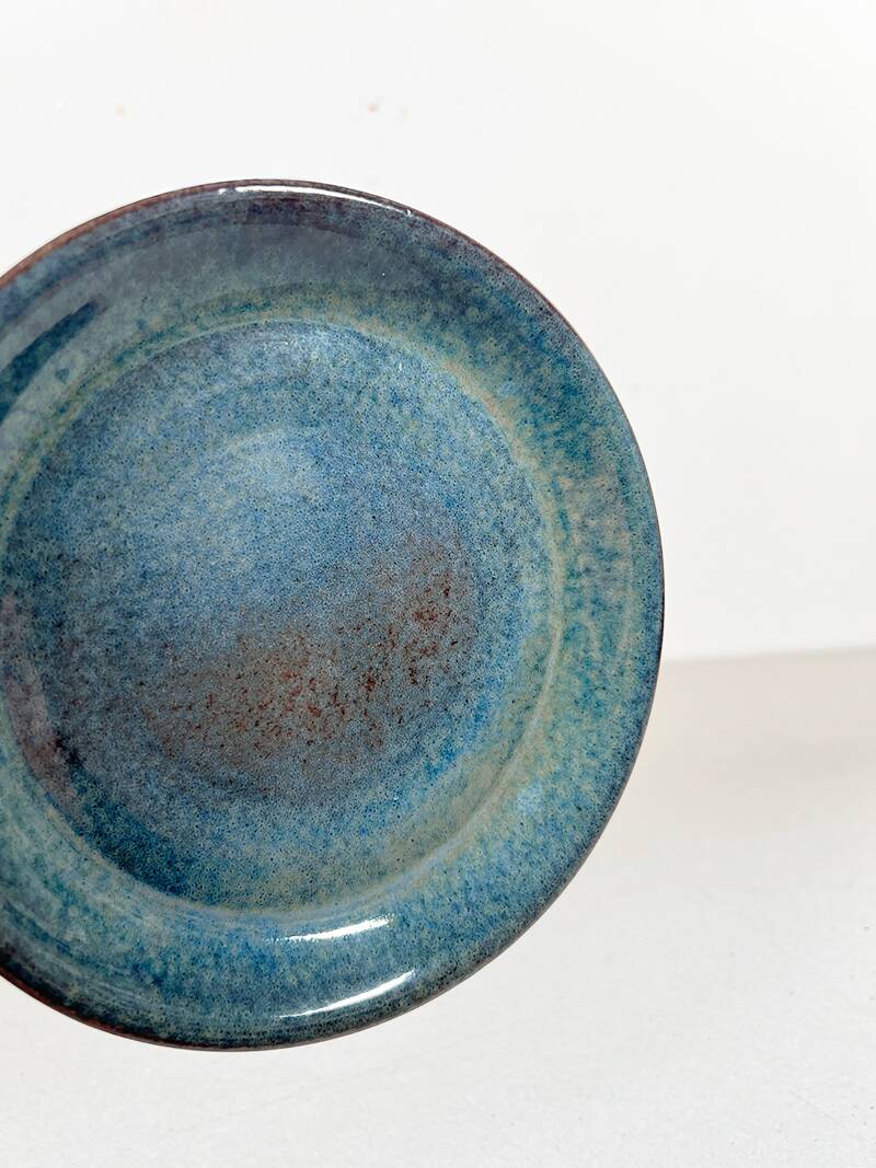 Small blue ceramic plate Signed JYL - Jean Yves Lemonnier