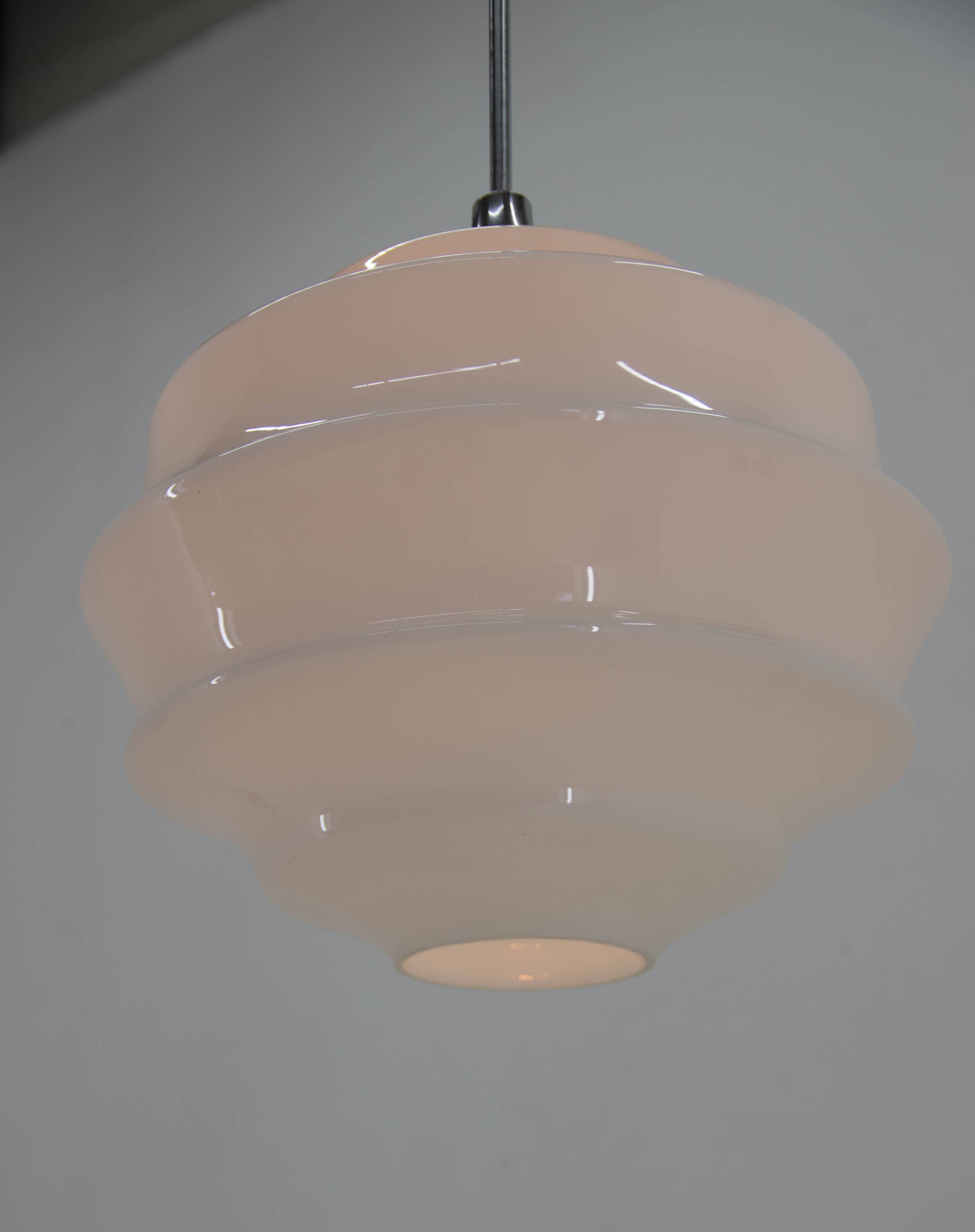 Huge Art Deco Glass Pendant, Czechoslovakia, 1940s