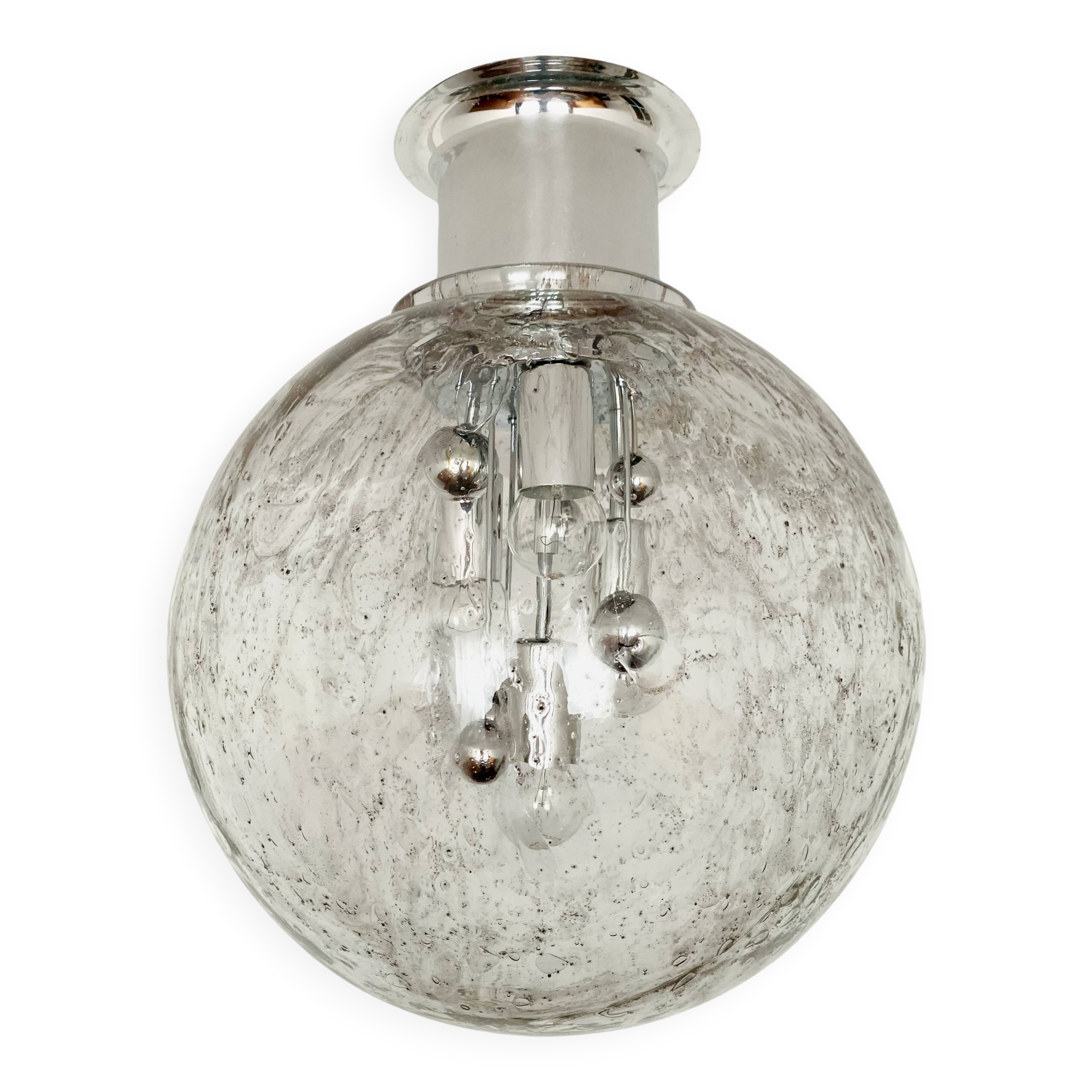 Grande lampe encastrée en verre glacé par Doria