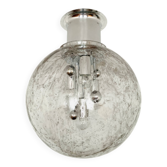 Grande lampe encastrée en verre glacé par Doria