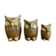 Trio of 3 owls in vintage brass