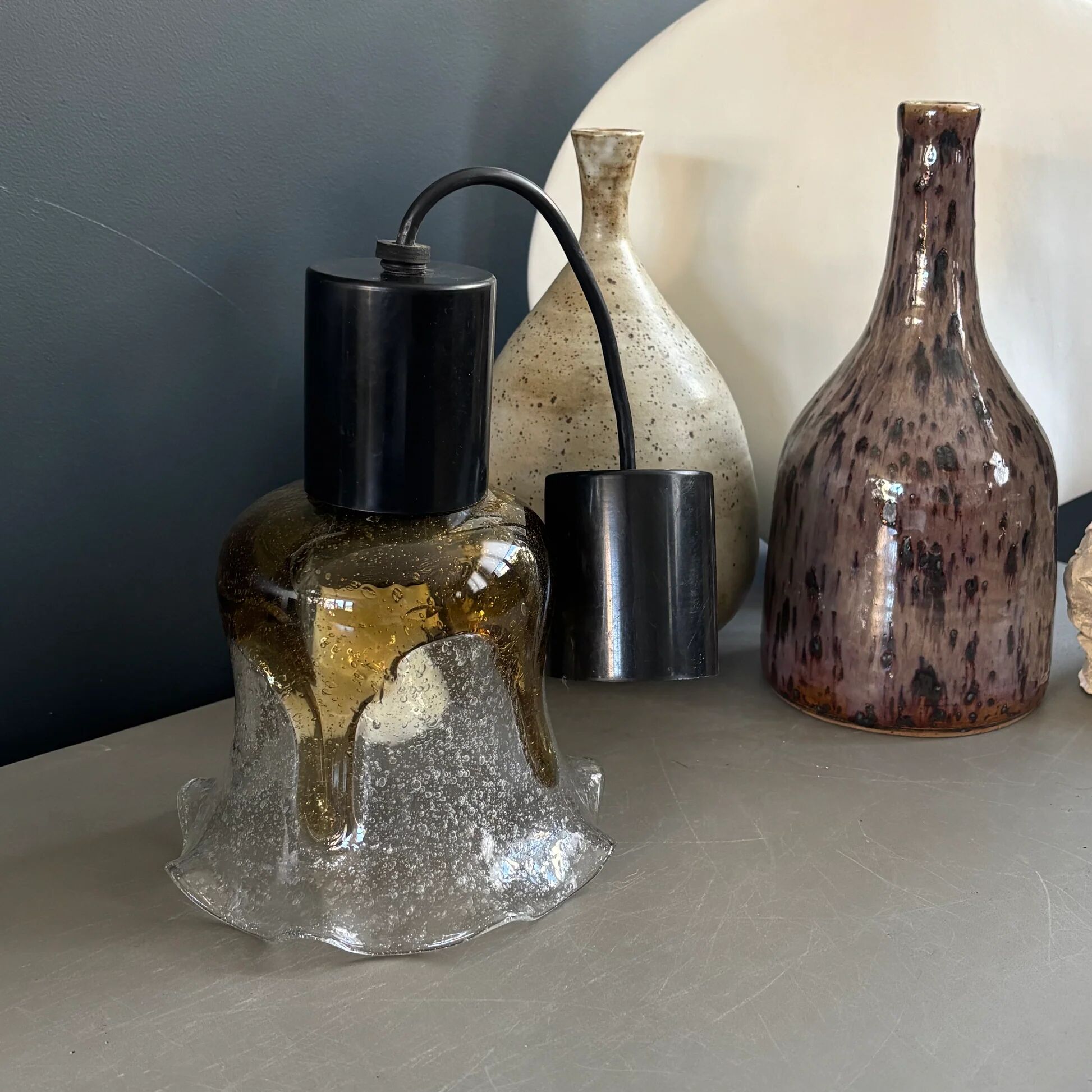 Two-coloured bubble glass tulip pendant light