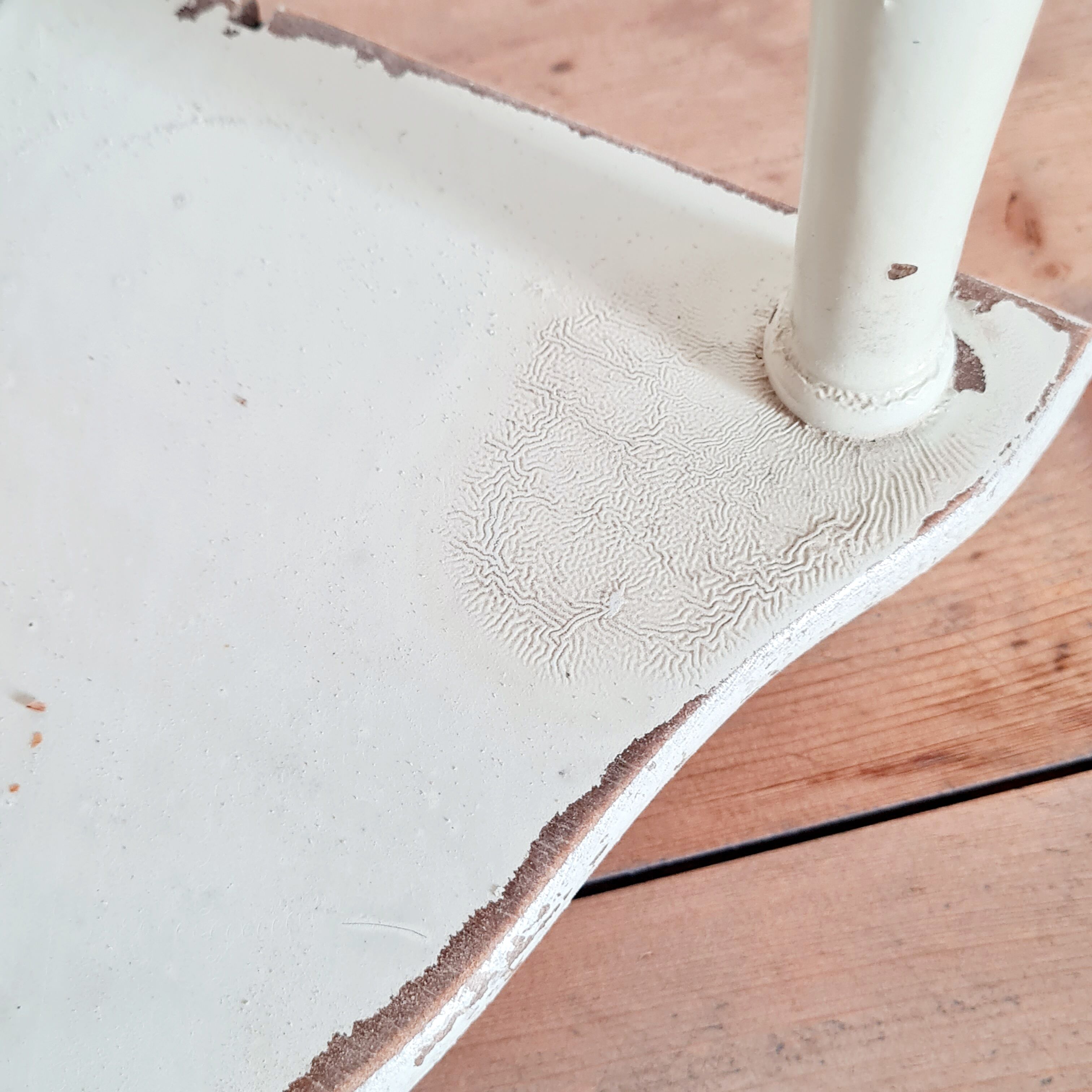 Old green patinated wooden shelf