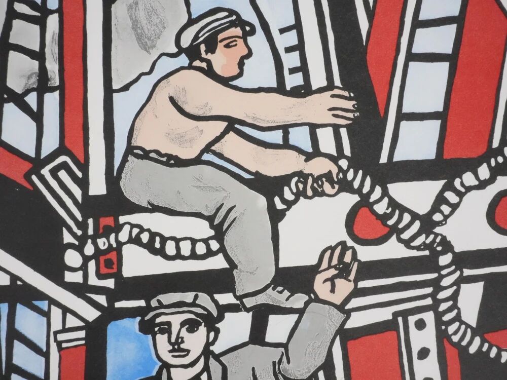 Fernand Léger : Les constructeurs saluant, lithographie signée