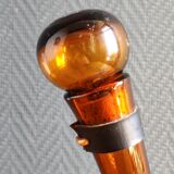 Vintage Amber Glass Wine Carafe - Artisan Decanter in Porron Style