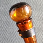 Vintage Amber Glass Wine Carafe - Artisan Decanter in Porron Style