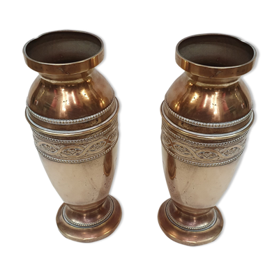 Paire de vases,en cuivre, début XXéme