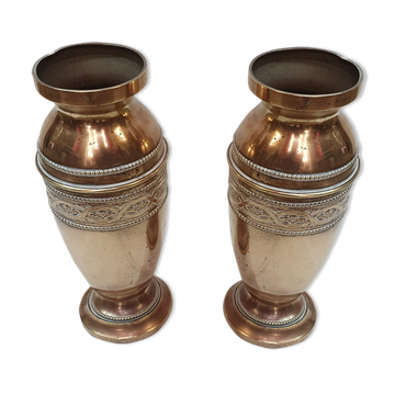 Paire de vases,en cuivre, début XXéme