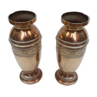 Pair of vases, in copper, early XXth