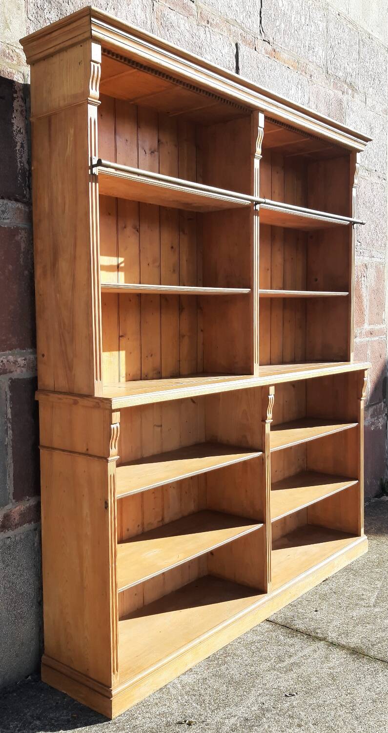 Pine bookcase (251 x 49 x height 288 cm)