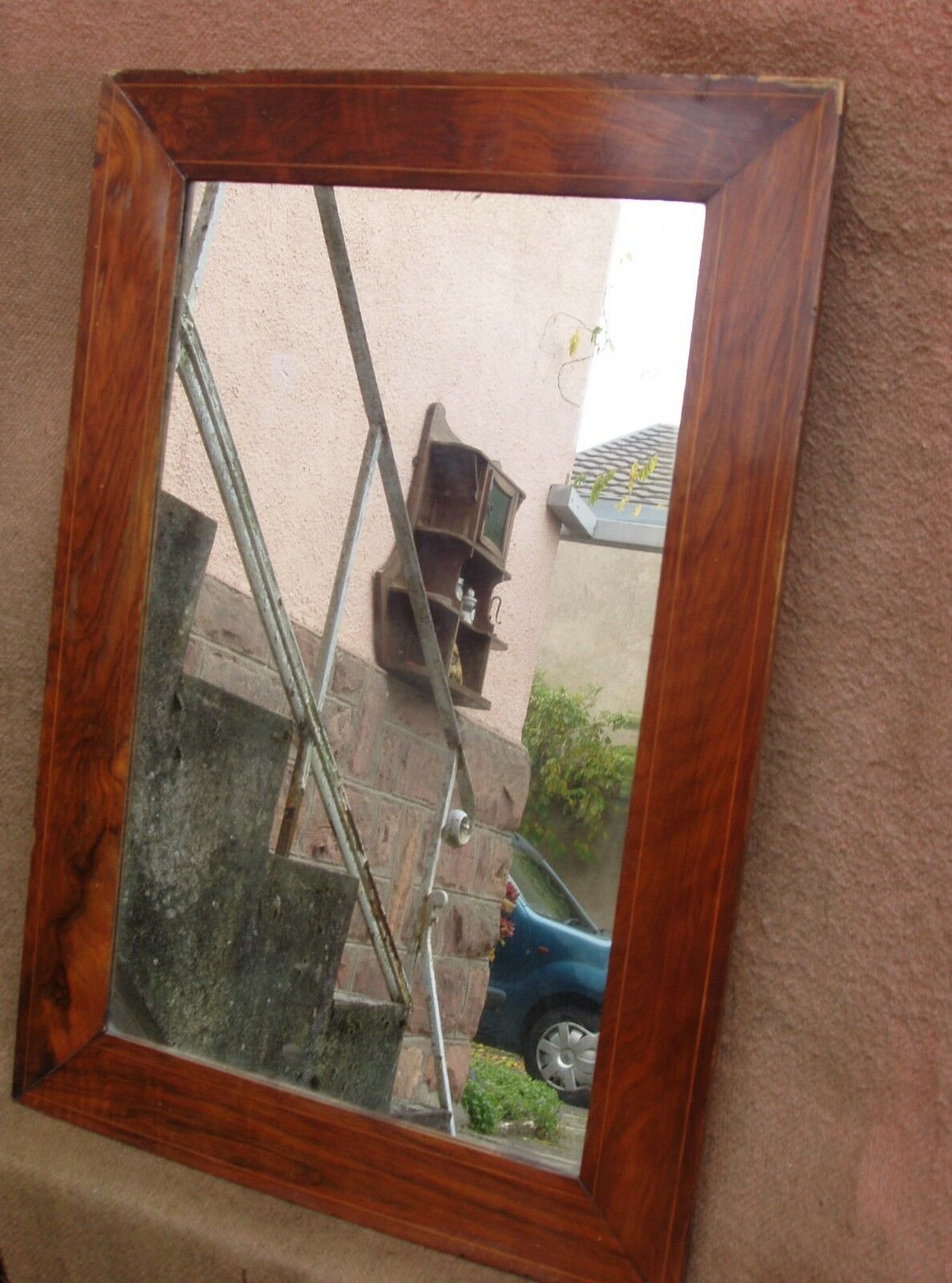 Mirror Louis-Philippe plated walnut and marquetry 69x47cm