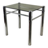 Vintage 70's chrome and smoked glass side table