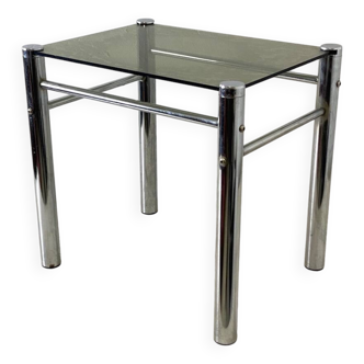 Vintage 70's chrome and smoked glass side table
