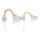 Pair of Scandinavian wall sconces, white and gold metal.