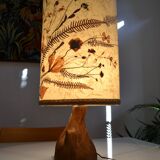 Lampe brutaliste moderniste forme libre 60's bois d'olivier