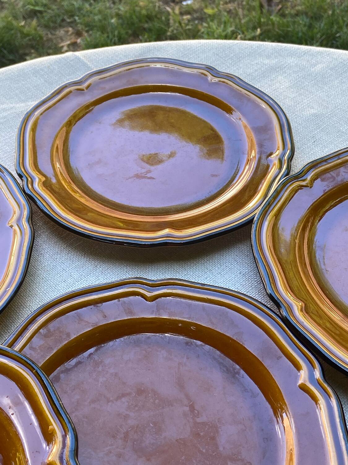Set of 10 vintage 70s plates in Vallauris handcrafted earthenware