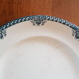 Plat à tarte, compotier en faïence ancienne à décor anthique